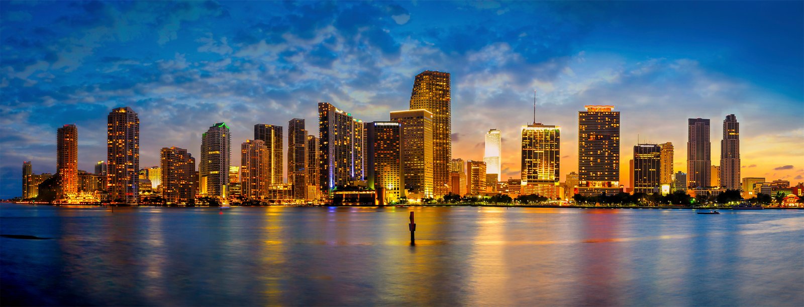 Modern Miami Skyline at Sunset
